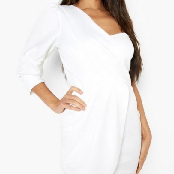 One Sleeve White Mini Dress - Picture 1 of 1
